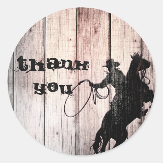 Cowboy rustiek hout schuur land partij gunst ronde sticker (Voorkant)
