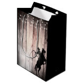 Cowboy Rustiek Houten Schuur Landelijk Wilde Weste Medium Cadeauzakje (Voorkant Gekanteld)