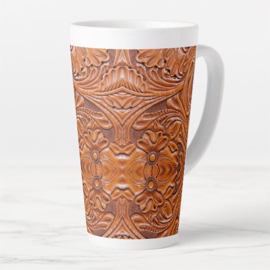 Cowboy rustiek land western bruiloft monogram latte mok (Rechterhoek)