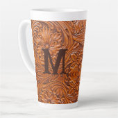 Cowboy rustiek land western bruiloft monogram latte mok (Linkerhoek)