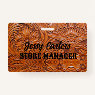 Cowboy rustiek Western land bewerkt leder Badge