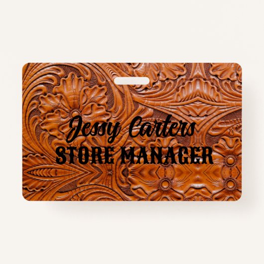 Cowboy rustiek Western land bewerkt leder Badge (Voorkant)