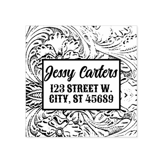 Cowboy rustiek Western land bewerkt leder Rubberstempel (Afrduk)