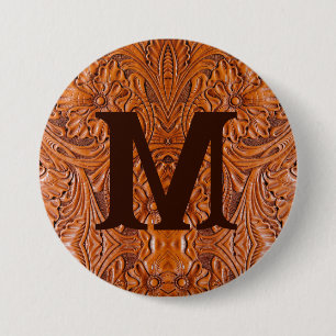 Cowboy Rustiek western land bruiloft monogram Ronde Button 7,6 Cm