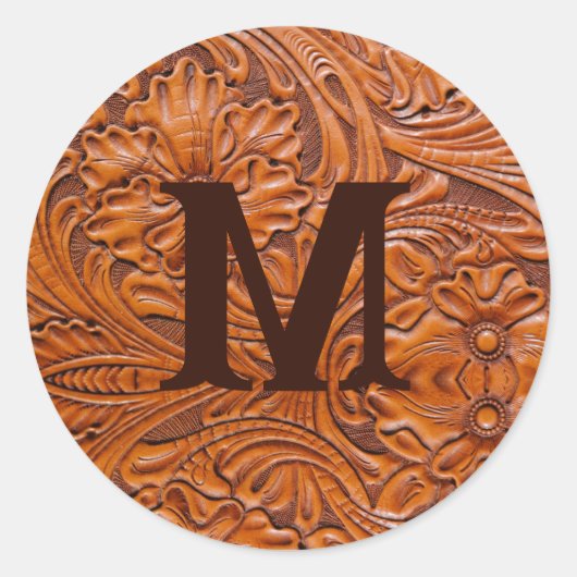 Cowboy Rustiek western land bruiloft monogram Ronde Sticker (Voorkant)