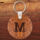 Cowboy Rustiek western land bruiloft monogram Sleutelhanger (Voorkant)