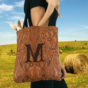 Cowboy Rustiek western land bruiloft monogram Tote Bag