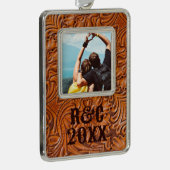 Cowboy rustiek western land gereedschappen lederen verzilverd omlijst ornament (Rechts)