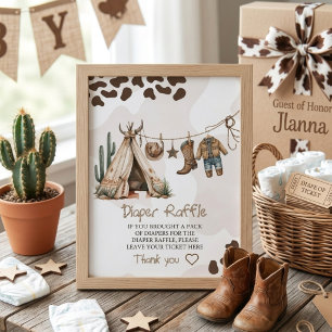 Cowboy rustieke elegante westerse waterverf baby s informatiekaartje