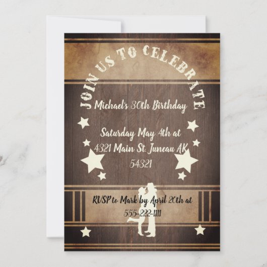 Cowboy rustieke houten 30e verjaardag kaart (Voorkant)