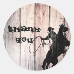 Cowboy Rustieke Houten Schuur Landelijke Feest Fav Ronde Sticker