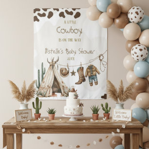 Cowboy rustieke howdy western waterverf baby showe wandkleed