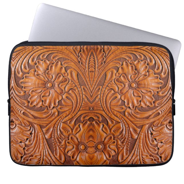Cowboy Rustieke westerne land gereedschappen leder Laptop Sleeve (Voorkant)