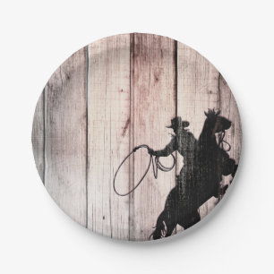 Cowboy Ruw Houten Schuur Landelijke Verjaardagsfee Papieren Bordje