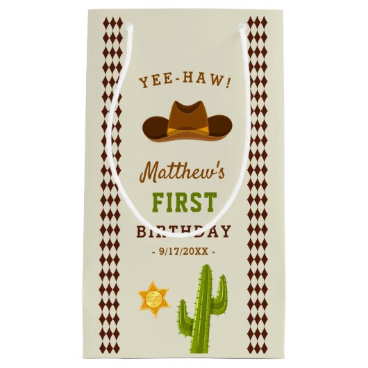 Cowboy Saloon Boy Wild West 1st verjaardag Klein Cadeauzakje (Voorkant)