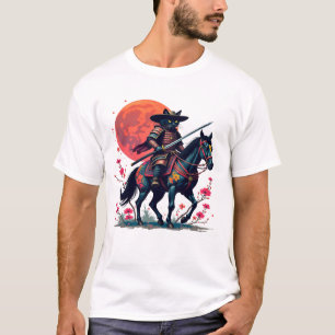 Cowboy Samurai Zwarte Kat paard Uniek geschenk ker T-shirt