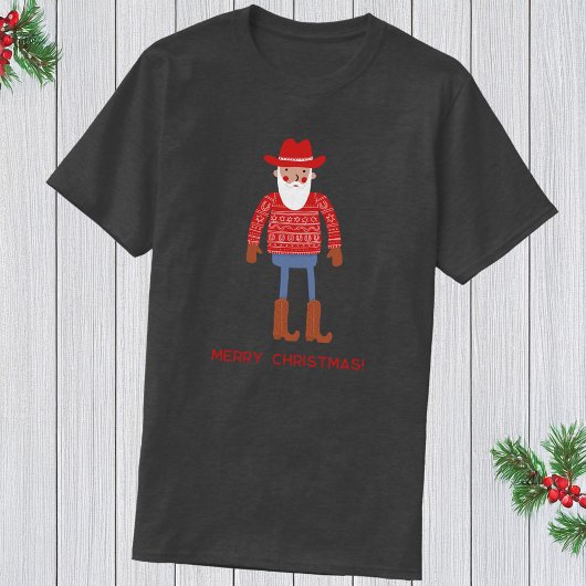 Cowboy Santa Aangepaste Tekst Kerstmis T-shirt