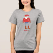 Cowboy Santa Aangepaste Tekst Kerstmis Tri-Blend Shirt (Voorkant)