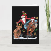 Cowboy Santa Bulldogging Western Cowboy Xmas Funny Kaart (Voorkant)