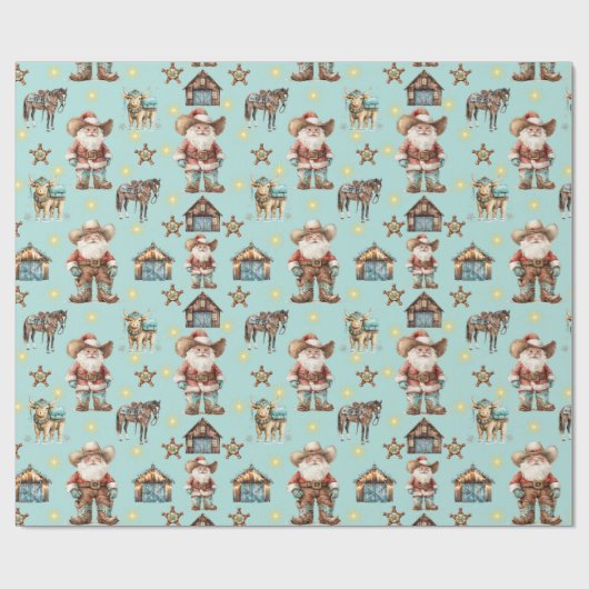 Cowboy Santa Cadeaupapier (Vlak)