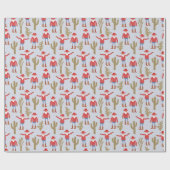 Cowboy Santa Claus Blue Christmas Cadeaupapier (Vlak)