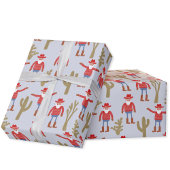 Cowboy Santa Claus Blue Christmas Cadeaupapier