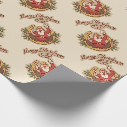 Cowboy Santa Claus Cadeaupapier (Hoek)