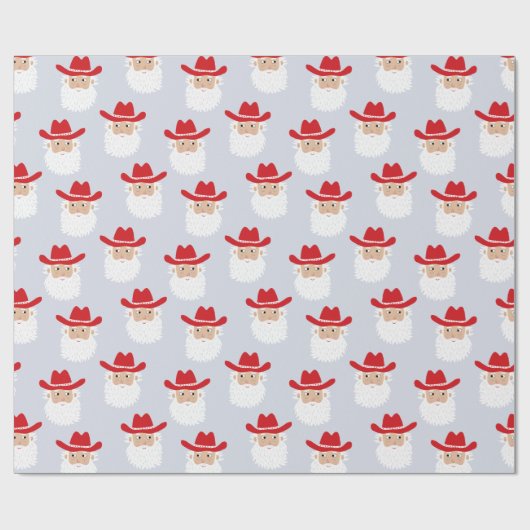 Cowboy Santa Claus Christmas Blue Cadeaupapier (Vlak)