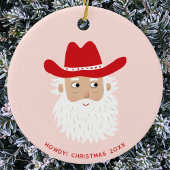Cowboy Santa Claus Christmas Custom Text Keramisch Ornament
