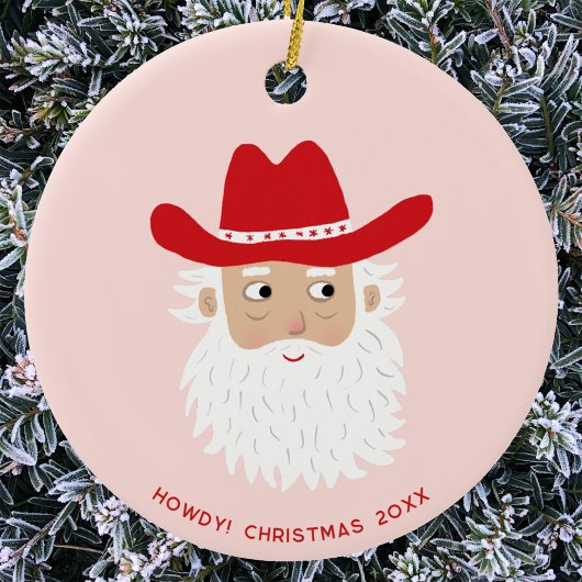 Cowboy Santa Claus Christmas Custom Text Keramisch Ornament