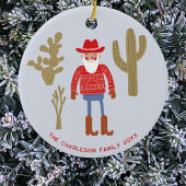 Cowboy Santa Claus Christmas Custom Text Keramisch Ornament