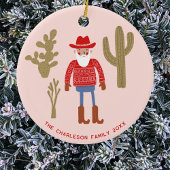 Cowboy Santa Claus Christmas Custom Text Keramisch Ornament
