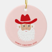 Cowboy Santa Claus Christmas Custom Text Keramisch Ornament (Voorkant)