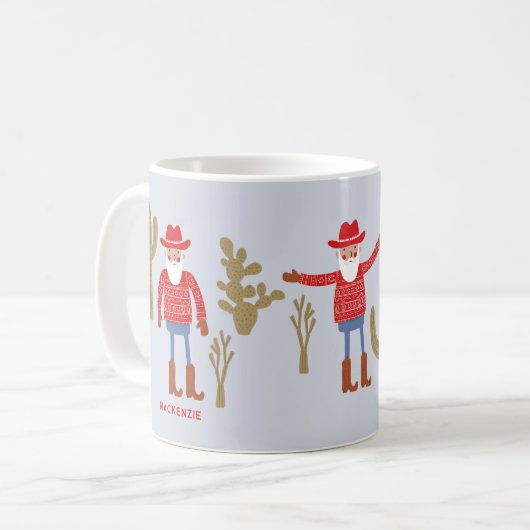 Cowboy Santa Claus Christmas Custom Text Koffiemok (Voorkant links)