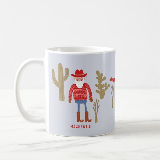 Cowboy Santa Claus Christmas Custom Text Koffiemok (Links)
