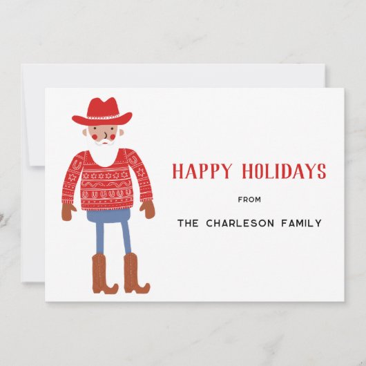 Cowboy Santa Claus Christmas Feestdagenkaart (Voorkant)