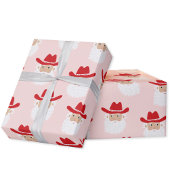 Cowboy Santa Claus Christmas Pink Cadeaupapier