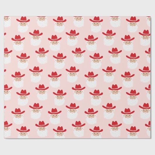 Cowboy Santa Claus Christmas Pink Cadeaupapier (Vlak)
