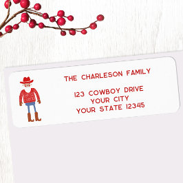 Cowboy Santa Claus Christmas Return Address Etiket
