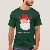 Cowboy Santa Claus Custom Text Christmas T-shirt (Voorkant)