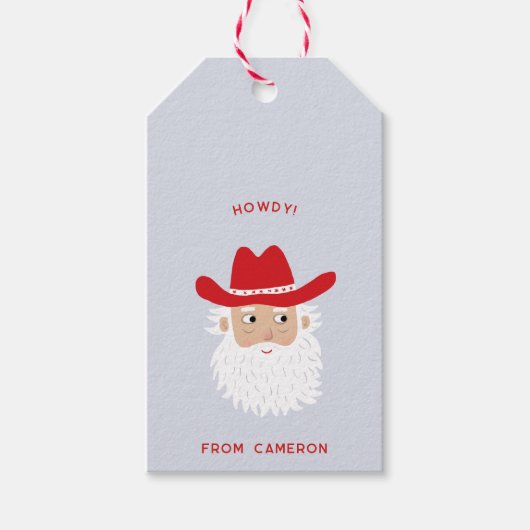 Cowboy Santa Claus Fun Western Holiday Cadeaulabel (Voorkant)