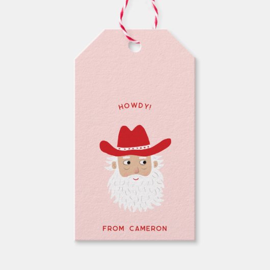 Cowboy Santa Claus Fun Western Holiday Cadeaulabel (Voorkant)