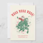 Cowboy Santa Claus Fun Westerne Rodeo Horse Foto Feestdagenkaart (Voorkant)