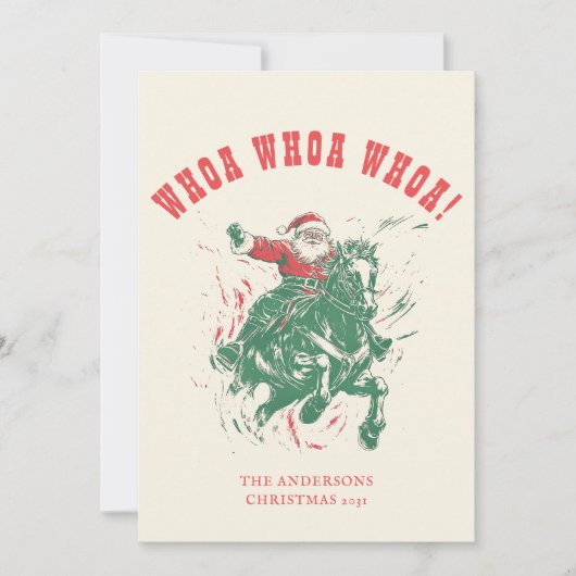 Cowboy Santa Claus Fun Westerne Rodeo Horse Foto Feestdagenkaart (Voorkant)