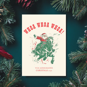 Cowboy Santa Claus Fun Westerne Rodeo Horse Foto Feestdagenkaart