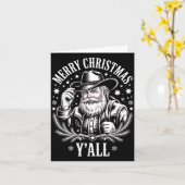 Cowboy Santa Claus Merry Christmas Y'all Western C Kaart (Gele Bloem)