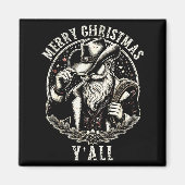 Cowboy Santa Claus Merry Christmas Y'all Western C Magneet (Voorkant)