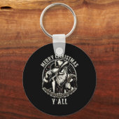 Cowboy Santa Claus Merry Christmas Y'all Western C Sleutelhanger (Voorkant)