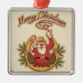 Cowboy Santa Claus Metalen Ornament (Voorkant)