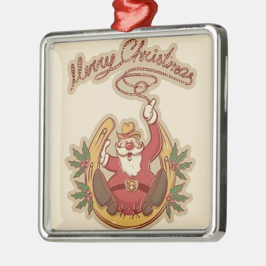 Cowboy Santa Claus Metalen Ornament (Links)